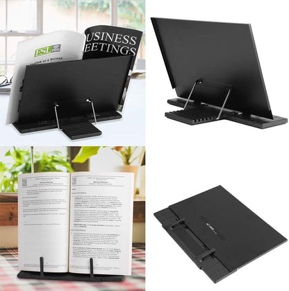 Document Holder Paper Stand with 7 Adjustable Positions, Black Metal Paper Holder Stand for Desk When Typing for Reading A4 Letter, Books, Music Sheet, Receipts, Textbooks