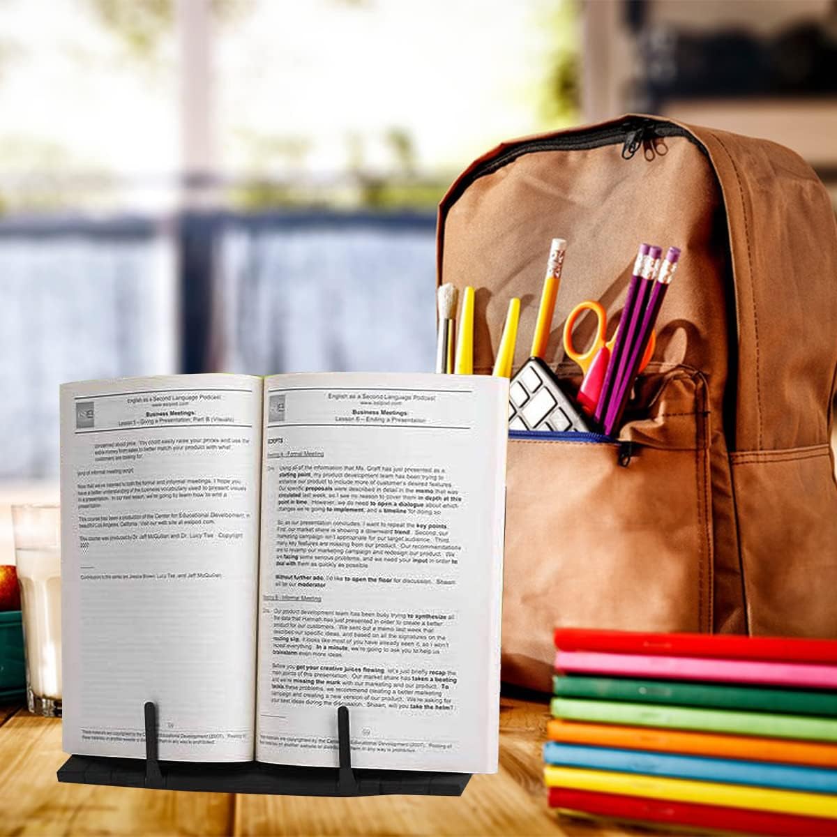 Document Holder Paper Stand with 7 Adjustable Positions, Black Metal Paper Holder Stand for Desk When Typing for Reading A4 Letter, Books, Music Sheet, Receipts, Textbooks