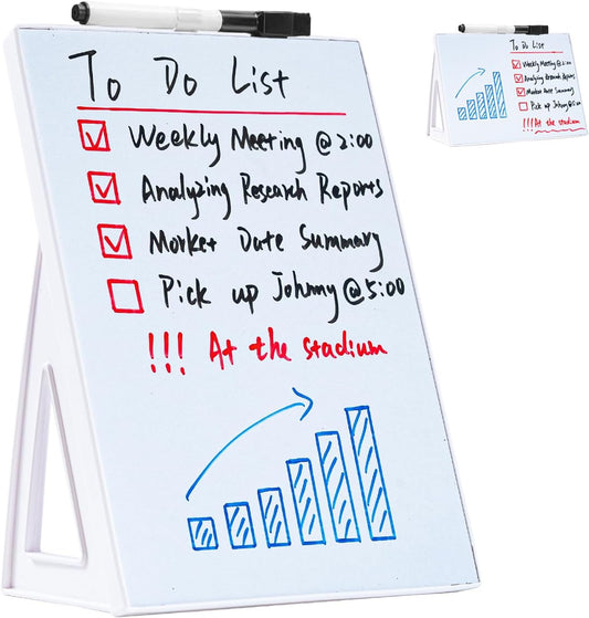 Desktop Dry Erase Board, Small Whiteboard with Stand