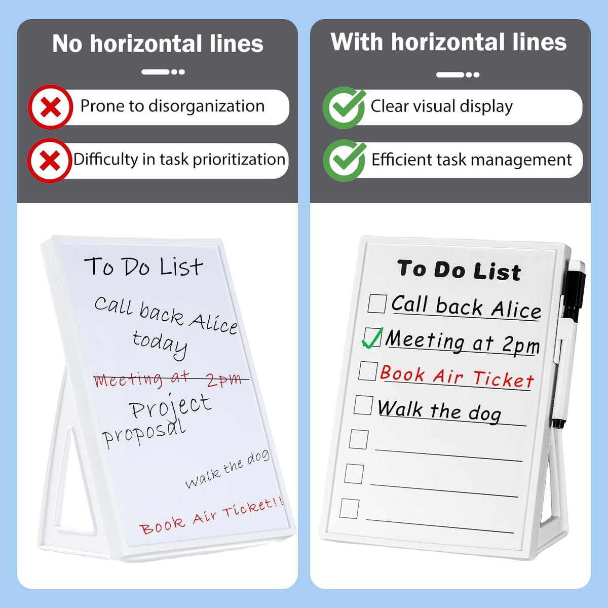 Desktop Dry Erase Board, Small Whiteboard with Stand