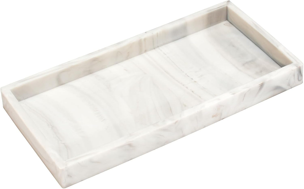 Silicone Bathroom Vanity Tray for Counter, 7.9" Small Kitchen Sink Soap Tray for Dish Holder Dispenser Countertop Toilet Tank Desk Organizer