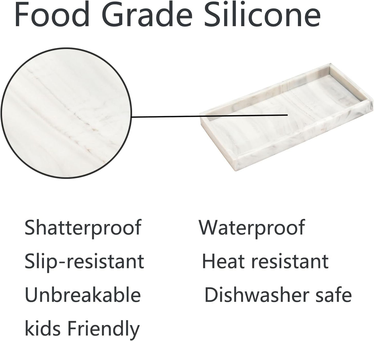 Silicone Bathroom Vanity Tray for Counter, 7.9" Small Kitchen Sink Soap Tray for Dish Holder Dispenser Countertop Toilet Tank Desk Organizer