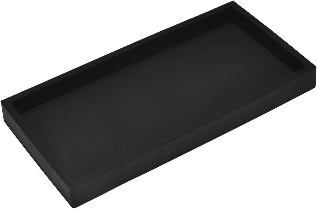 Silicone Bathroom Vanity Tray for Counter, 7.9" Small Kitchen Sink Soap Tray for Dish Holder Dispenser Countertop Toilet Tank Desk Organizer
