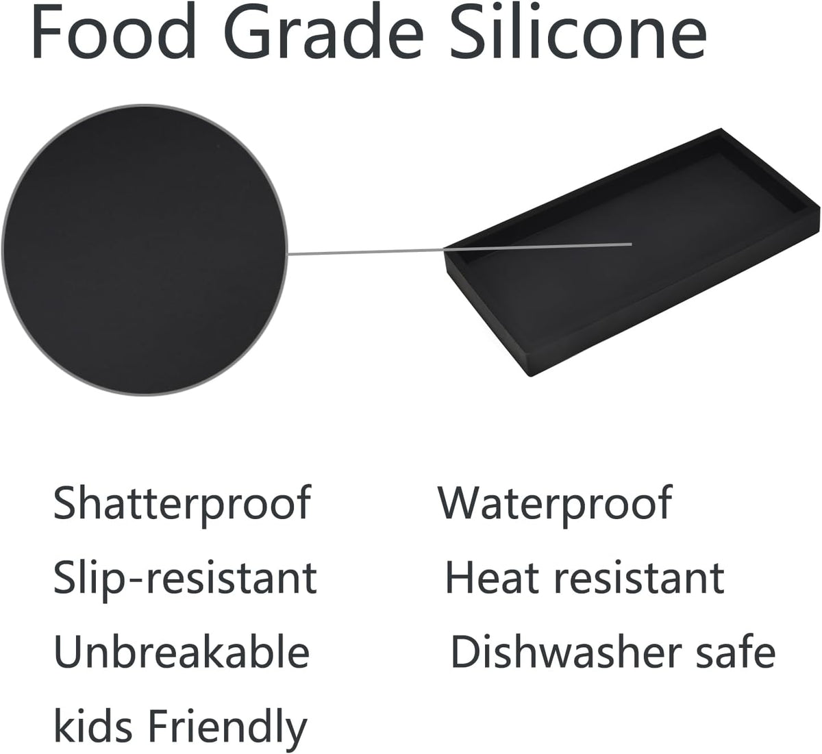 Silicone Bathroom Vanity Tray for Counter, 7.9" Small Kitchen Sink Soap Tray for Dish Holder Dispenser Countertop Toilet Tank Desk Organizer