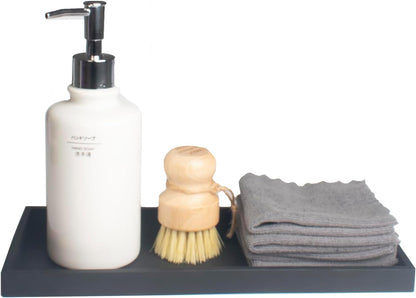 Silicone Bathroom Vanity Tray for Counter, 7.9" Small Kitchen Sink Soap Tray for Dish Holder Dispenser Countertop Toilet Tank Desk Organizer