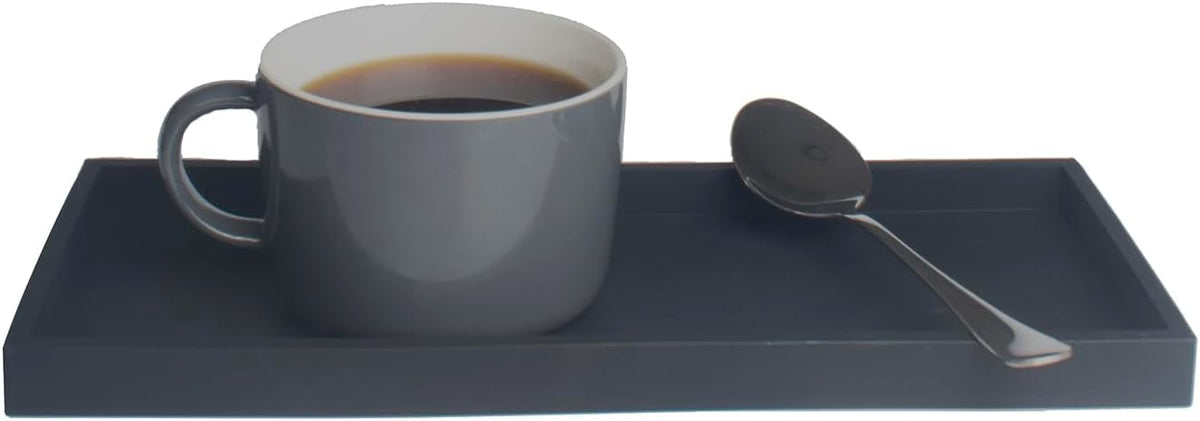 Silicone Bathroom Vanity Tray for Counter, 7.9" Small Kitchen Sink Soap Tray for Dish Holder Dispenser Countertop Toilet Tank Desk Organizer