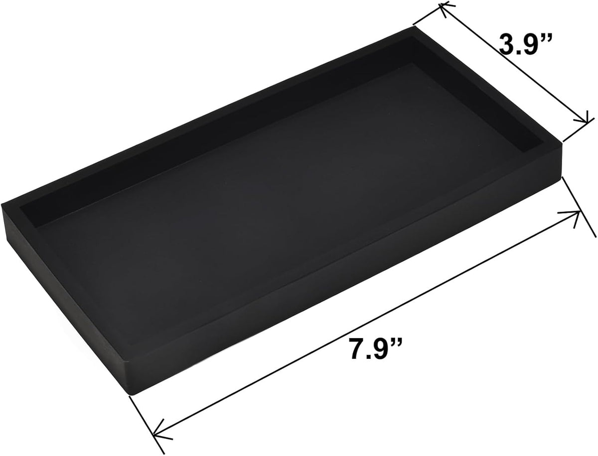 Silicone Bathroom Vanity Tray for Counter, 7.9" Small Kitchen Sink Soap Tray for Dish Holder Dispenser Countertop Toilet Tank Desk Organizer