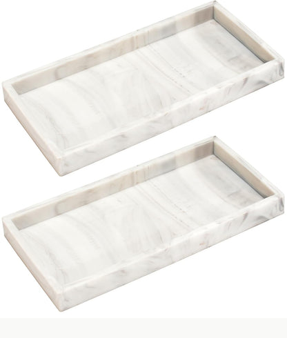 Silicone Bathroom Vanity Tray for Counter, 7.9" Small Kitchen Sink Soap Tray for Dish Holder Dispenser Countertop Toilet Tank Desk Organizer