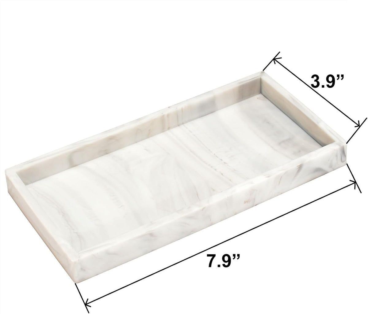 Silicone Bathroom Vanity Tray for Counter, 7.9" Small Kitchen Sink Soap Tray for Dish Holder Dispenser Countertop Toilet Tank Desk Organizer