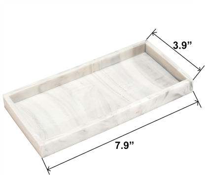 Silicone Bathroom Vanity Tray for Counter, 7.9" Small Kitchen Sink Soap Tray for Dish Holder Dispenser Countertop Toilet Tank Desk Organizer