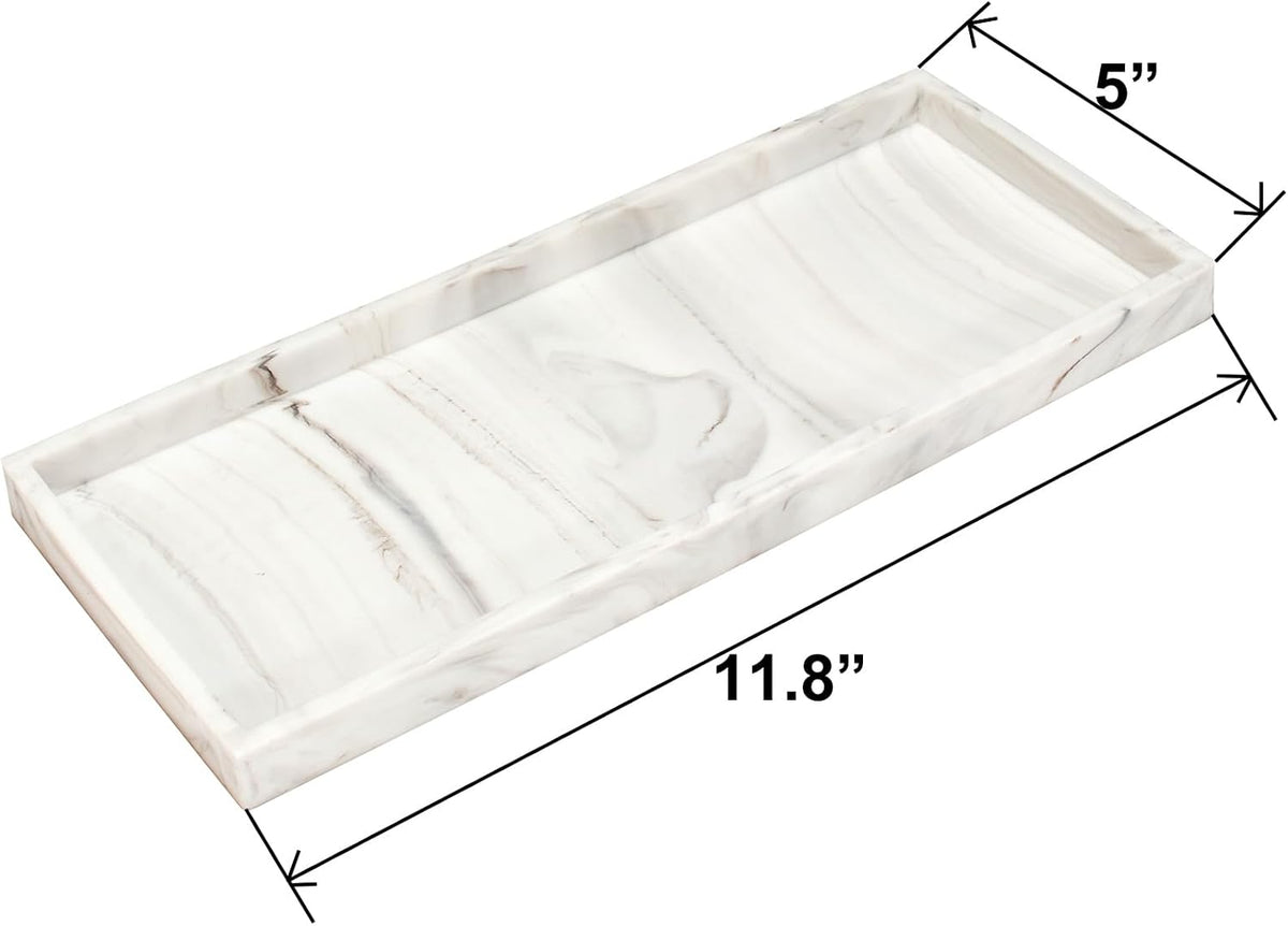 Silicone Bathroom Vanity Tray for Counter, 7.9" Small Kitchen Sink Soap Tray for Dish Holder Dispenser Countertop Toilet Tank Desk Organizer