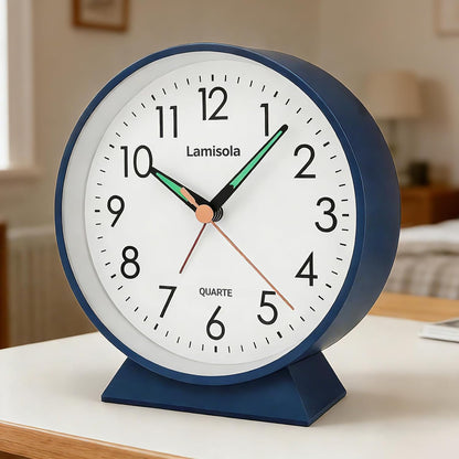 4.5 Inch Small Desk Clock Battery Analog for Bedroom, Black