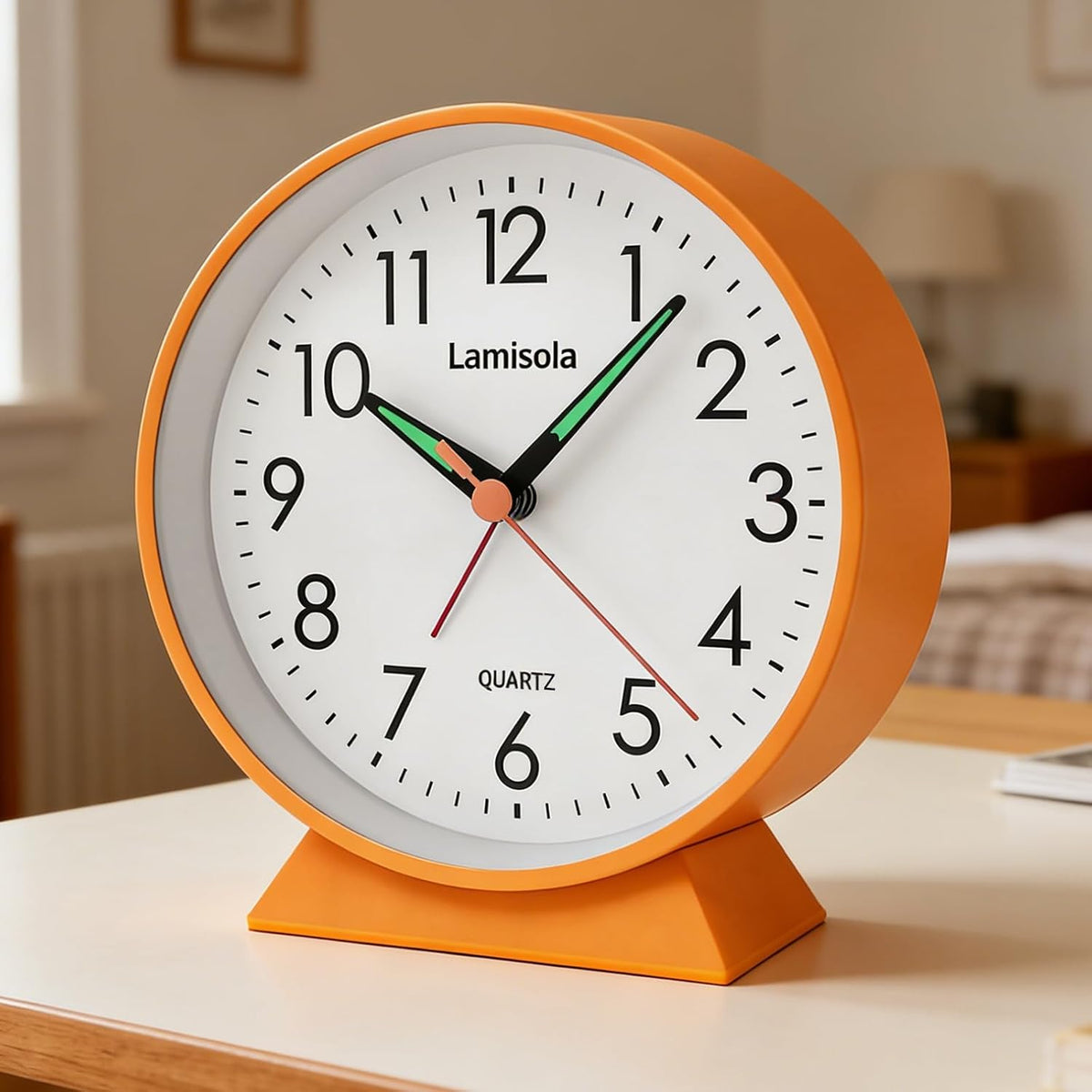 4.5 Inch Small Desk Clock Battery Analog for Bedroom, Black