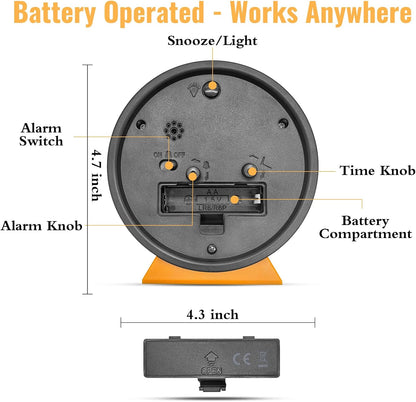 4.5 Inch Small Desk Clock Battery Analog for Bedroom, Black