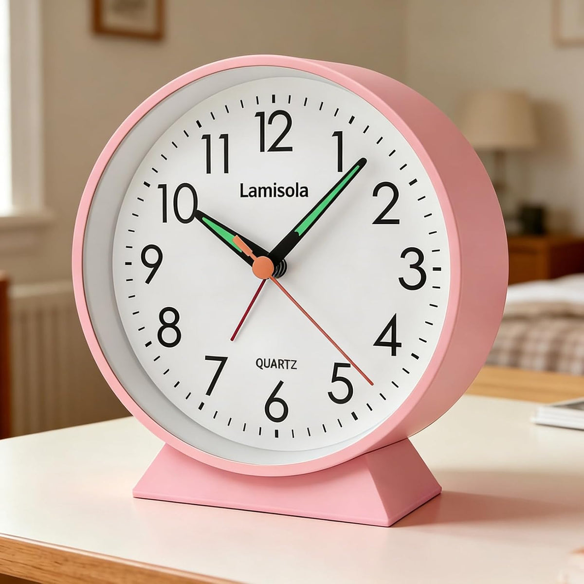 4.5 Inch Small Desk Clock Battery Analog for Bedroom, Black