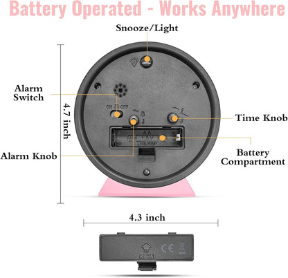 4.5 Inch Small Desk Clock Battery Analog for Bedroom, Black