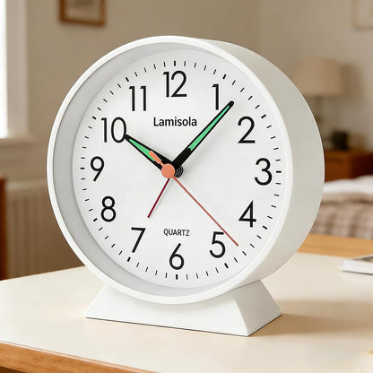4.5 Inch Small Desk Clock Battery Analog for Bedroom, Black