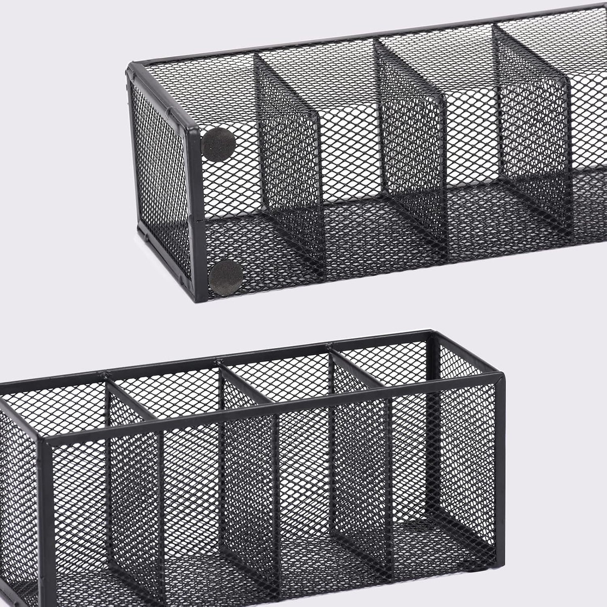 Black Mesh Pen Pencil Holder, Small Metal Desk Organizer Desktop Stationery Office Supplies Acessories Storage Stand, 5 Compartments Brushes Holder for Home School Classroom Teachers