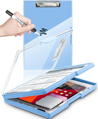 Clipboard with Storage, Nurse Dry Erase Clip Board, 8.5x11, Aqua Blue