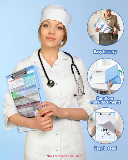 Clipboard with Storage, Nurse Dry Erase Clip Board, 8.5x11, Aqua Blue
