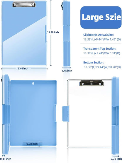 Clipboard with Storage, Nurse Dry Erase Clip Board, 8.5x11, Aqua Blue