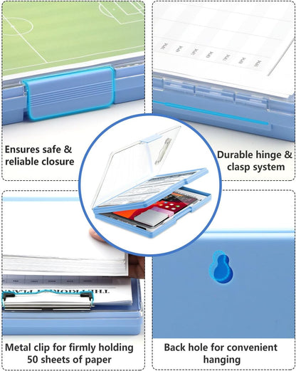 Clipboard with Storage, Nurse Dry Erase Clip Board, 8.5x11, Aqua Blue