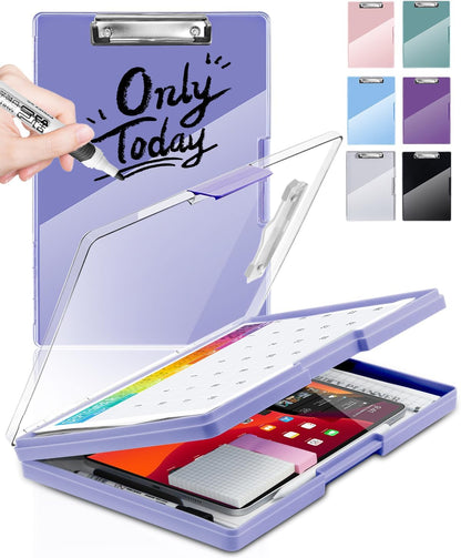 Clipboard with Storage, Nurse Dry Erase Clip Board, 8.5x11, Aqua Blue
