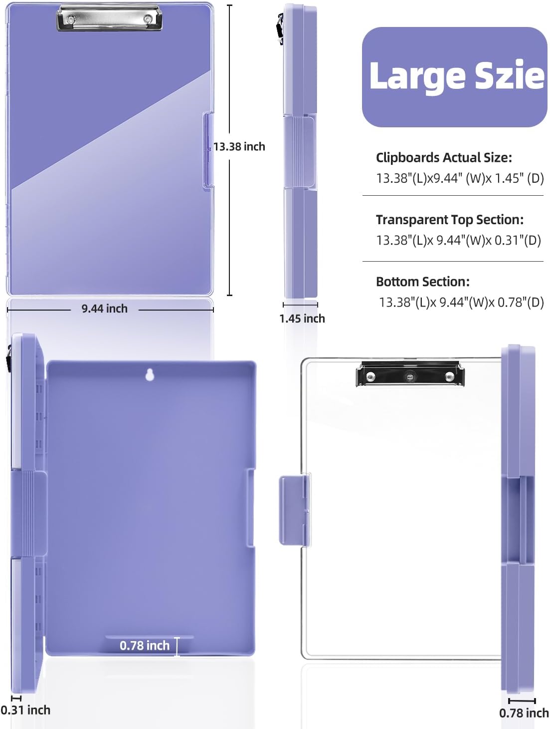 Clipboard with Storage, Nurse Dry Erase Clip Board, 8.5x11, Aqua Blue