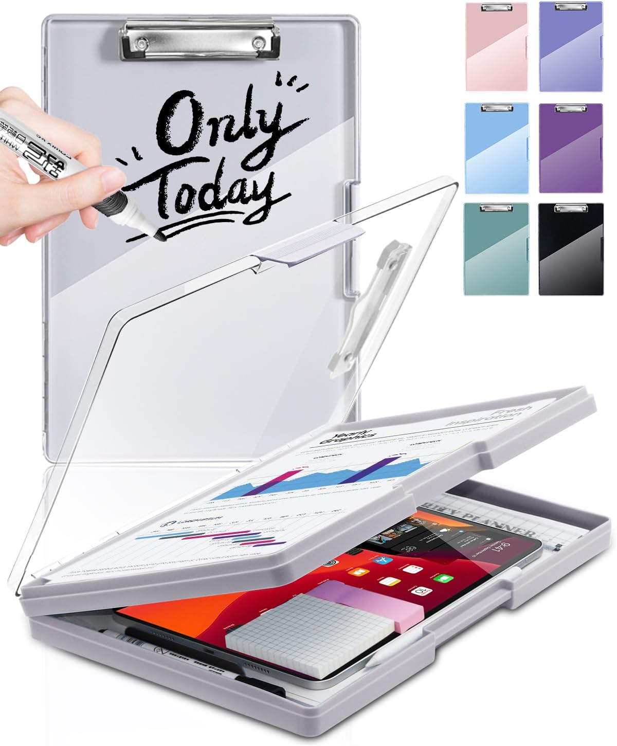 Clipboard with Storage, Nurse Dry Erase Clip Board, 8.5x11, Aqua Blue