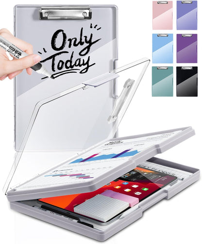Clipboard with Storage, Nurse Dry Erase Clip Board, 8.5x11, Aqua Blue