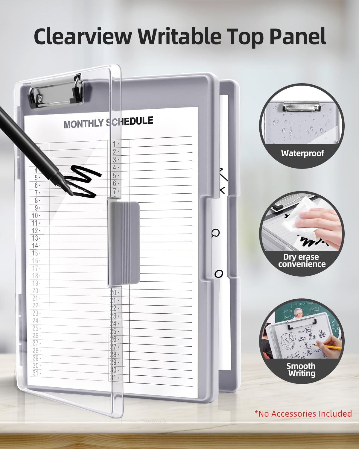 Clipboard with Storage, Nurse Dry Erase Clip Board, 8.5x11, Aqua Blue