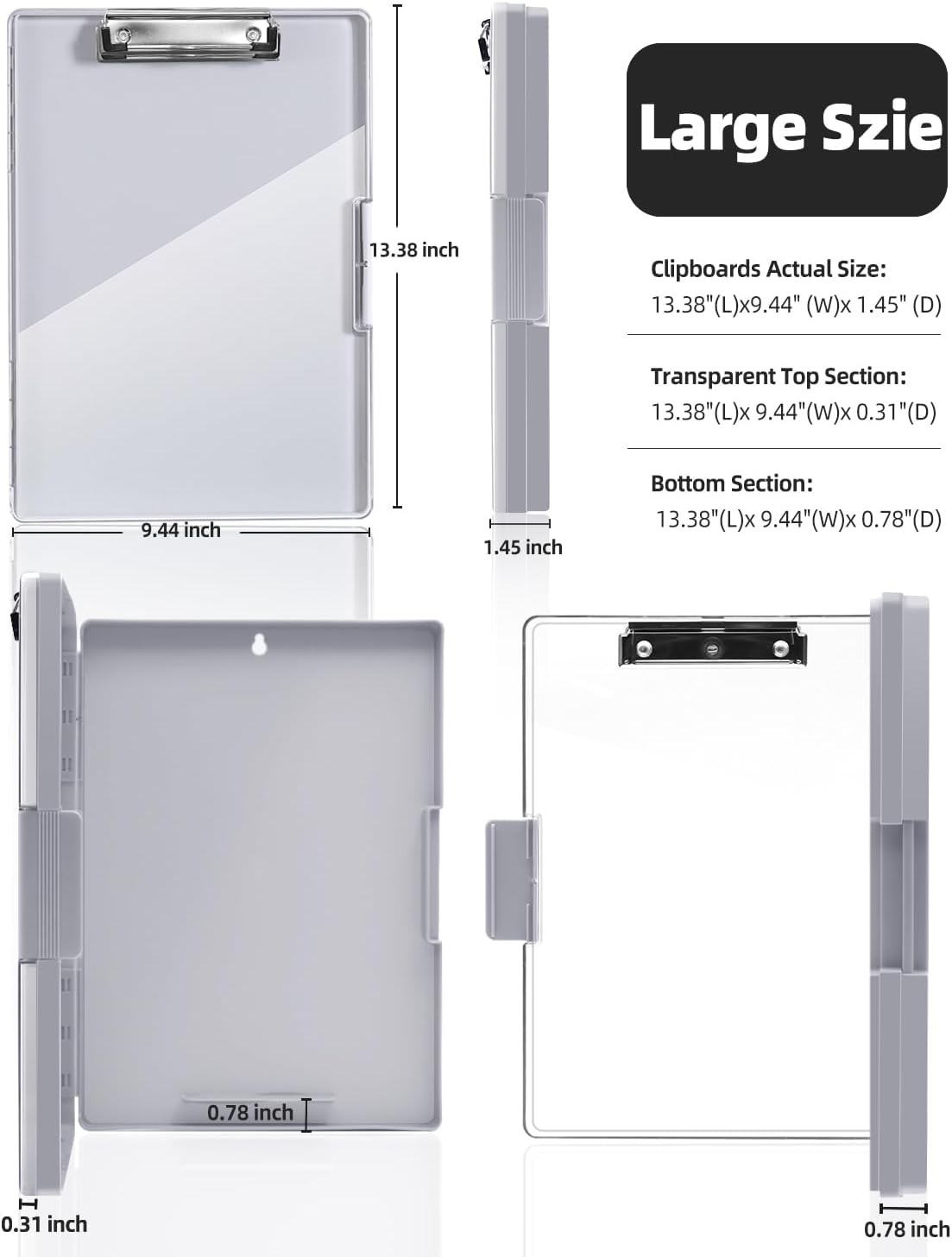Clipboard with Storage, Nurse Dry Erase Clip Board, 8.5x11, Aqua Blue