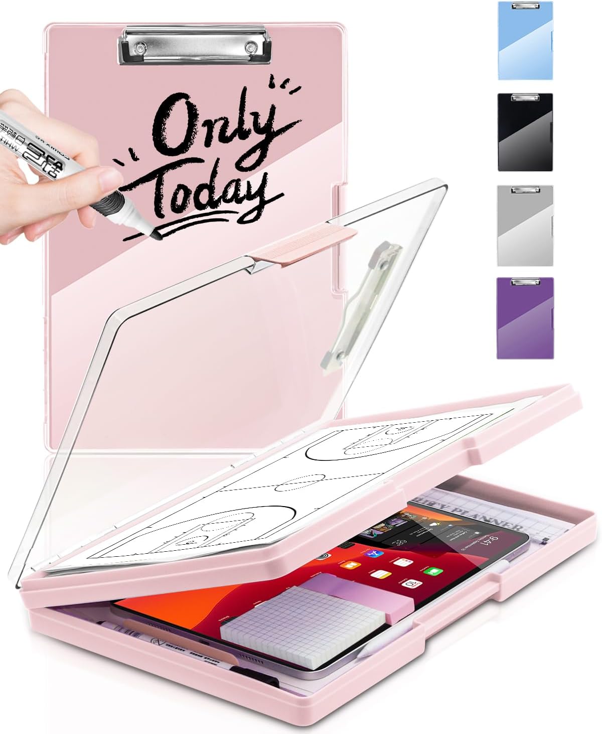 Clipboard with Storage, Nurse Dry Erase Clip Board, 8.5x11, Aqua Blue