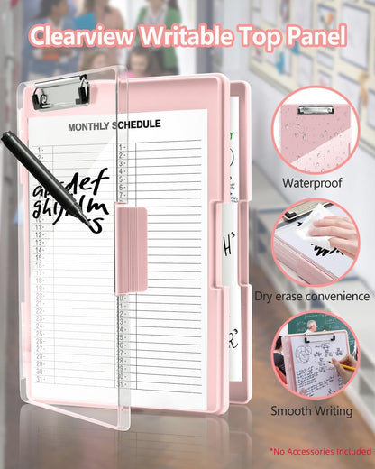 Clipboard with Storage, Nurse Dry Erase Clip Board, 8.5x11, Aqua Blue