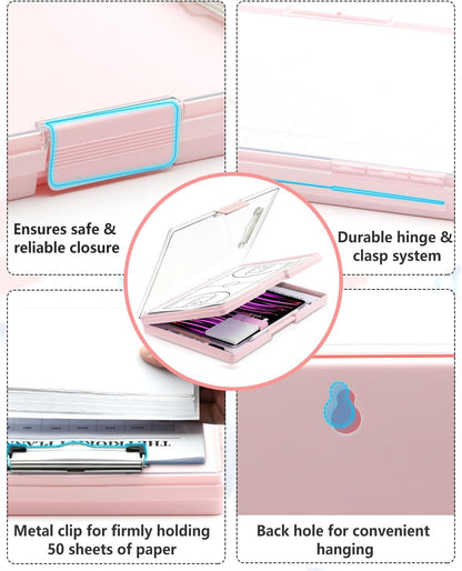 Clipboard with Storage, Nurse Dry Erase Clip Board, 8.5x11, Aqua Blue