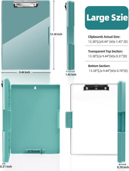 Clipboard with Storage, Nurse Dry Erase Clip Board, 8.5x11, Aqua Blue