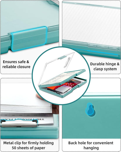Clipboard with Storage, Nurse Dry Erase Clip Board, 8.5x11, Aqua Blue