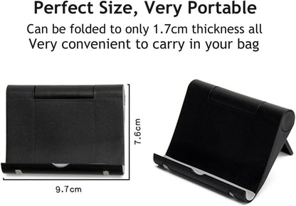 Cell Phone Stand for Desk Foldable Cell Phone Holder Desk Tablet Holder Mobile Phone Dock, Multi-Angle Universal Adjustable Tablet Dock (Black)