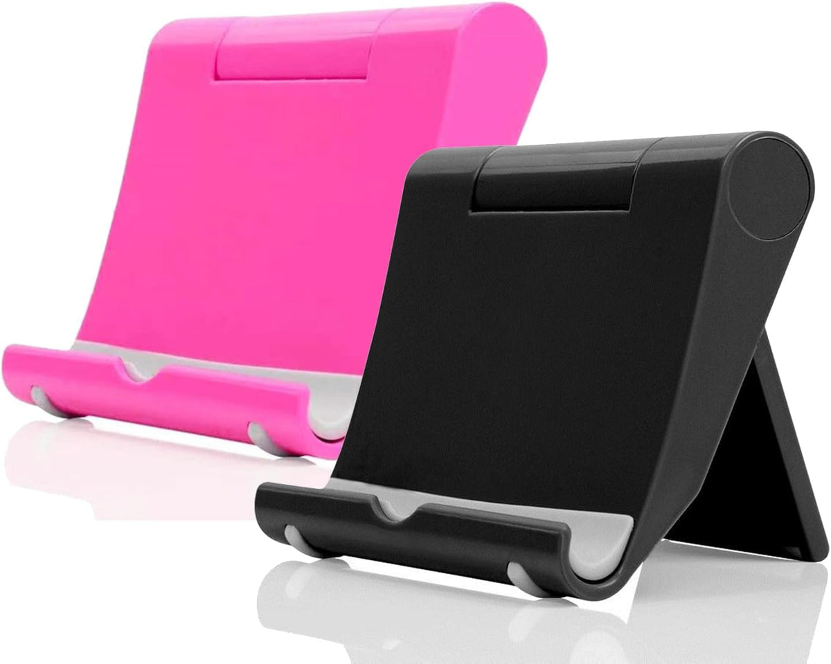 Cell Phone Stand for Desk Foldable Cell Phone Holder Desk Tablet Holder Mobile Phone Dock, Multi-Angle Universal Adjustable Tablet Dock (Black)
