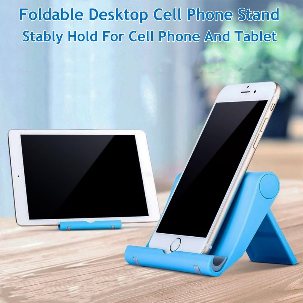 Cell Phone Stand for Desk Foldable Cell Phone Holder Desk Tablet Holder Mobile Phone Dock, Multi-Angle Universal Adjustable Tablet Dock (Black)