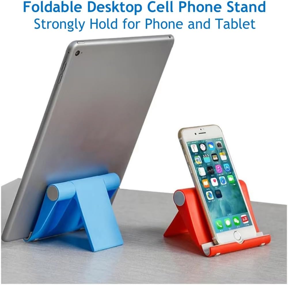 Cell Phone Stand for Desk Foldable Cell Phone Holder Desk Tablet Holder Mobile Phone Dock, Multi-Angle Universal Adjustable Tablet Dock (Black)