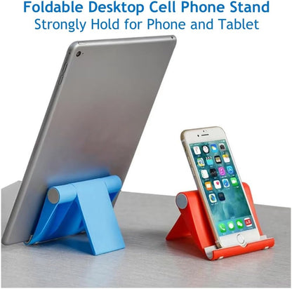 Cell Phone Stand for Desk Foldable Cell Phone Holder Desk Tablet Holder Mobile Phone Dock, Multi-Angle Universal Adjustable Tablet Dock (Black)