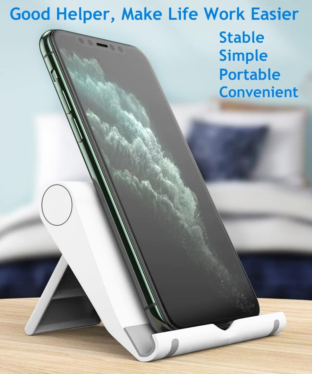 Cell Phone Stand for Desk Foldable Cell Phone Holder Desk Tablet Holder Mobile Phone Dock, Multi-Angle Universal Adjustable Tablet Dock (Black)