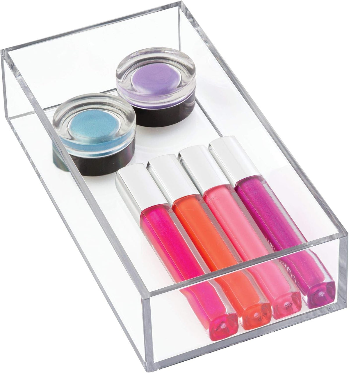 Clarity Plastic Drawer Organizer for Vanity, Countertop, Bathroom, Kitchen and Cabinet Storage, 8" x 4" x 2", Clear