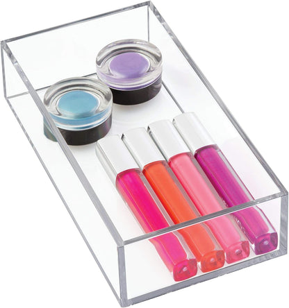 Clarity Plastic Drawer Organizer for Vanity, Countertop, Bathroom, Kitchen and Cabinet Storage, 8" x 4" x 2", Clear