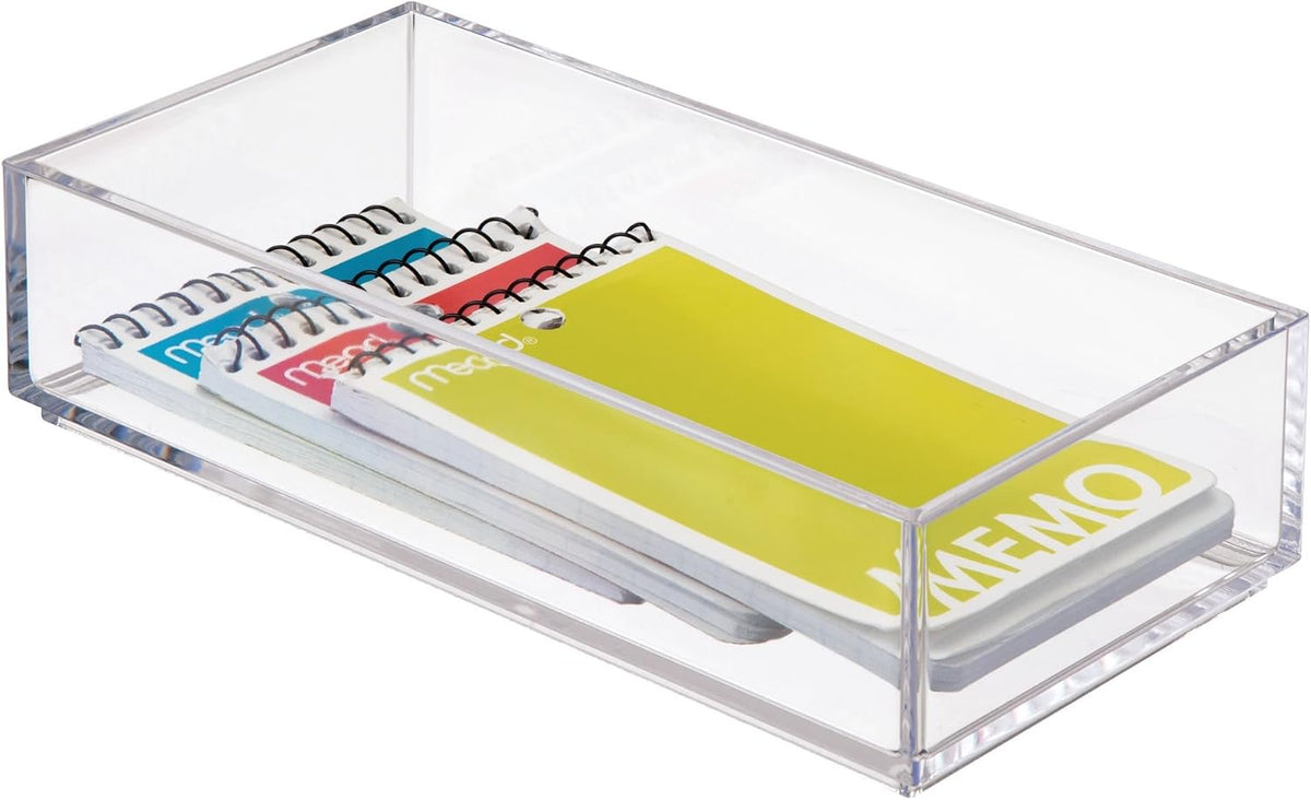 Clarity Plastic Drawer Organizer for Vanity, Countertop, Bathroom, Kitchen and Cabinet Storage, 8" x 4" x 2", Clear