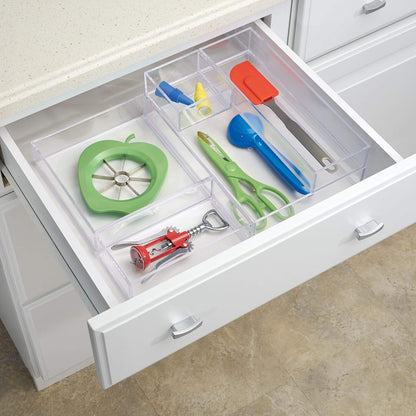 Clarity Plastic Drawer Organizer for Vanity, Countertop, Bathroom, Kitchen and Cabinet Storage, 8" x 4" x 2", Clear