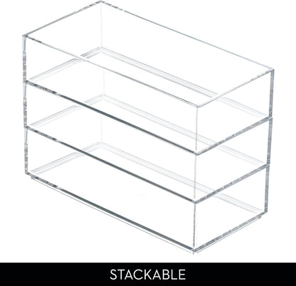 Clarity Plastic Drawer Organizer for Vanity, Countertop, Bathroom, Kitchen and Cabinet Storage, 8" x 4" x 2", Clear
