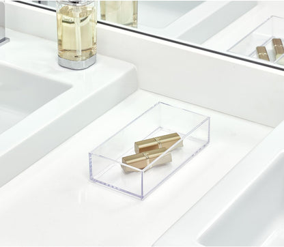 Clarity Plastic Drawer Organizer for Vanity, Countertop, Bathroom, Kitchen and Cabinet Storage, 8" x 4" x 2", Clear