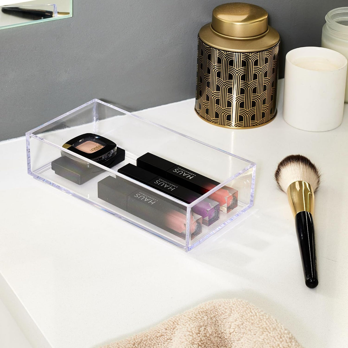 Clarity Plastic Drawer Organizer for Vanity, Countertop, Bathroom, Kitchen and Cabinet Storage, 8" x 4" x 2", Clear